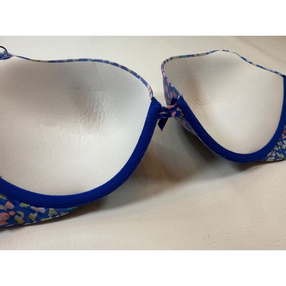 Victoria's Secret 36DD Blue Floral Push-Up Bra Nylon Blend (bin LL146) - Picture 2 of 8